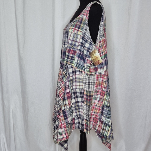 Rose-Marie Designs Patchwork Madras Plaid Sleeveless Lagenlook Tunic Top - Sz XL - Picture 2 of 10